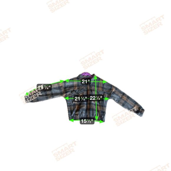 Plaid Zip-Up Cropped Bomber Jacket Size Small | Fall Shacket Aesthetic - Picture 15 of 16
